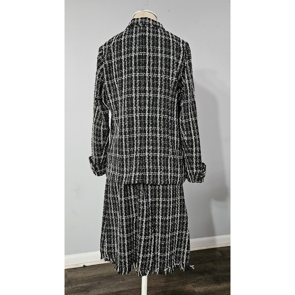 NY Collection Womens 2 Piece Tweed Dress Suit, In Black,White Medium - Picture 6 of 15